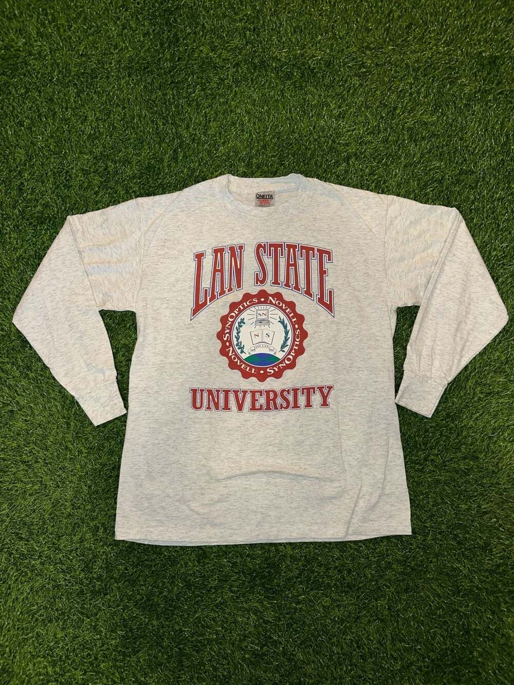Oneita Lan State University Long Sleeve T-Shirt Size L (42-44)